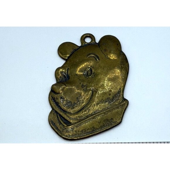 Vintage Disney Brass Winnie The Pooh Pendant Charm 2" Face - Picture 4 of 5